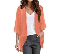 Cardigans For Women Uk Summer Kimono Loose Open Front Kimono Cardigans 3/4 Sleeve Baggy Lightweight SweatShirt Casual Fashion Capes Sheer Shrug Top Lightweight Soft Cool Beach Cover Up UV Protection