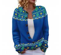 Cardigans for Women UK Vintage Fairisle Jumpers for Women Lightweight Open Front Cardigan Casual Long Sleeve Button Down Sweaters Winter Warm Knitted Jumpers Loose Comfy Fair Isle Cardigan