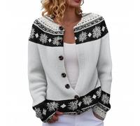 Cardigans for Women UK Vintage Fairisle Jumpers for Women Lightweight Open Front Cardigan Casual Long Sleeve Button Down Sweaters Winter Warm Knitted Jumpers Loose Comfy Fair Isle Cardigan