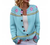 Cardigans for Women UK Vintage Fairisle Jumpers for Women Lightweight Open Front Cardigan Casual Long Sleeve Button Down Sweaters Winter Warm Knitted Jumpers Loose Comfy Fair Isle Cardigan