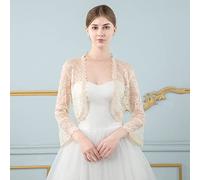 Cardigans For Women Uk, Women’S Lace Floral Shrug 1920S Summer Blouse Flared Short Sleeves Cardigans Open Front Cropped Shrug Wedding Shawl Lightweight Jacket Shawl And Wraps For Dress,Apricot,Xl