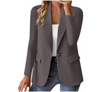 Cardigans for Women UK Womens Blazers Summer Long Sleeve Notched Lapel One Button Office Work Suit Jacket Open Front Casual Lightweight Smart Cardigans Business Formal Workwear Outerwear with Pockets