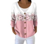 Cardigans for Women Uk - Womens Cardigans Vintage Floral Print Knit Long Sleeve Button Down Oversized Ladies Jumper Cardigan Knitwear for Winter Autumn Spring Gifts for Teenage Girls,White,L,u360k