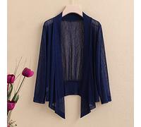 Cardigans For Women Uk,Women'S Chiffon Bolero Cardigan Elegant Plain Long Sleeve Shrug Jacket Open Front Summer Front Tie Sheer Cardigan Sexy V-Neck Dresses Cover-Up For Festival Party ,Navy Blue,Xx