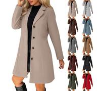 Cardigans For Women uk Women's Coats Womens Clothes Fleece Single Breasted Wool Blend Causal Lapel Collar Button Elegant Windbreaker Ladies Long Sleeve Tops Mid-Length Overcoat Warm Outerwear