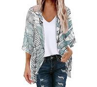 Cardigans for Women UK Womens Kimono Cardigan Beach Cover ups Swimwear Floral Printed Lightweight Open Front Chiffon Kimonos Cardigan Puff Sleeve Loose Casual Summer Tops