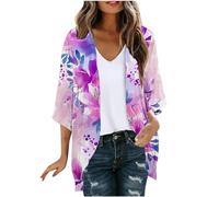 Cardigans for Women UK Womens Kimono Cardigans Beach Cover Ups Swimwear Bohemian Puff Sleeve Loose Casual Summer Tops Plus Size Hawaiian Travel Outfits Flowy Blouoses