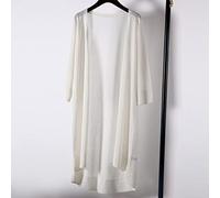 Cardigans For Women Uk,Women'S Long Knitted Cardigans Coat Casual Plain White Thin Linen Knit Cardigan 3/4 Sleeve Button Open Front Cardigan Summer Knit Outerwear Swimsuit Cover Ups,One Size Fits S,