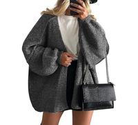 Cardigans for Women Uk - Womens Oversized Cardigan Sweaters Ladies Autumn Winter Warm Soft Open Front Long Lantern Sleeve Chunky Knit Sweater Coats 18th Birthday Gifts for Girls,Dark Gray,XXL,u144k