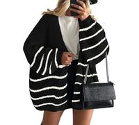 Cardigans for Women Uk - Womens Oversized Cardigan Sweaters Ladies Autumn Winter Warm Soft Open Front Long Lantern Sleeve Chunky Knit Sweater Coats 40th Birthday Gifts for Women,Black,XXL,u199k