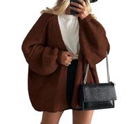 Cardigans for Women Uk - Womens Oversized Cardigan Sweaters Ladies Autumn Winter Warm Soft Open Front Long Lantern Sleeve Chunky Knit Sweater Coats 40th Birthday Gifts for Women,Coffee,XXL,u129k