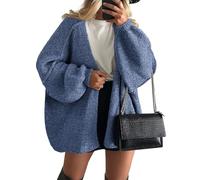 Cardigans for Women Uk - Womens Oversized Cardigan Sweaters Ladies Autumn Winter Warm Soft Open Front Long Lantern Sleeve Chunky Knit Sweater Coats Uk Size 8 10 12 14 16 18 20,Sky Blue,S,u181k