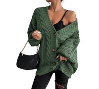 Cardigans for Women Uk - Womens Oversized Chunky Open Front Cardigan Sweaters Autumn Winter Cable Knit Long Sleeve Button Down Cardigans Outwear Coats 30th Birthday Gifts for Women,Green,L,u791k
