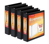 Cardinal 1.5 Inch 3 Ring Binder, Round Ring, Black, 4 Pack, Holds 350 Sheets (79519)
