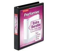 Cardinal 3 Ring Binder, 1 Inch Performer ClearVue Binder, Round Rings, 225-Sheet Capacity, Customizable ClearVue Covers, PVC-Free, Black (67225)