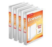 Cardinal 3 Ring Binder, 1 Inch, Round Ring, White, 4 Pack, Holds 225 Sheets (79510)
