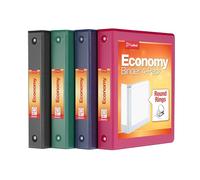 Cardinal 3 Ring Binders, Binders for School and Office, Durable 1.5 Inch, Round Rings, Holds 350 Sheets, ClearVue Presentation View, Non-Stick, Assorted Colors, 4 Pack (1017673)