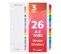 Cardinal A-Z Tab Dividers for 3 Ring Binders, Customizable Table of Contents Page with Multicolor A-Z Tabs, 3 Sets (63218)