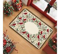 Cardinal and Pine Wreath Winter Theme Christmas Area Rug 2' X 3'
