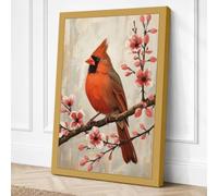 Cardinal and Spring Blossoms Canvas Wall Art Print 24x16 Inch (61 x 41 cm)