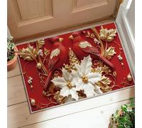 Cardinal Area Rug, Christmas Traditional Pinecones Holly Xmas Red Non-Slip Backing Doormat Rectangle Throw Rug Non Shedding Bathroom Entryway Bedside Laundry Room Decor 2' X 3'
