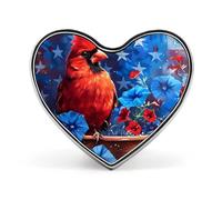 Cardinal Bird American Morning Glory Flower Flag Funny Lapel Pins Heart Button Brooch Badge Pin Hat Clothes Bag Jewelry for Men Women