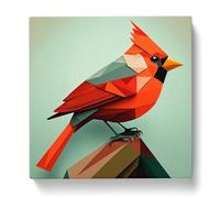 Cardinal Bird Bauhaus Canvas Print | Gallery Wrapped 30mm Frame Wall Art | 20x20 inches | Ready to Hang | Modern Animals Picture | Living Room Bedroom Lounge Office