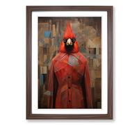 Cardinal Bird Dadaism Framed Print | A2 Walnut Framed Wall Art | Ready to Hang | Modern Historical Picture | Living Room Bedroom Lounge Office