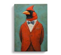 Cardinal Bird Expressionism No.2 Canvas Print for Living Room Bedroom Home Office Décor, Wall Art Picture Ready to Hang, 30x20 Inch (76x50 cm)