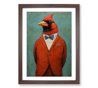 Cardinal Bird Expressionism No.2 Framed Print | A2 Walnut Framed Wall Art | Ready to Hang | Eclectic Historical Picture | Living Room Bedroom Lounge Office