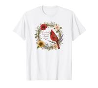 Cardinal Bird Floral Cottagecore Memorial Inspirational T-Shirt