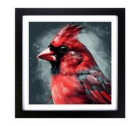 Cardinal Bird Graphic Art No.1 Framed Print | 18x18 Inch Black Framed Wall Art | Ready to Hang | Modern Nature Picture | Living Room Bedroom Lounge Office