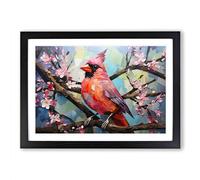 Cardinal Bird Hard Edge Framed Print | A2 Black Framed Wall Art | Ready to Hang | Modern Historical Picture | Living Room Bedroom Lounge Office