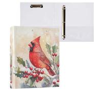 Cardinal Bird Holly Berries Snow A(5) 3 D-Ring Binder A4 1 Pack with 200 Sheet for Kids School Supplies Women Men Office