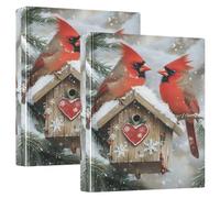 Cardinal Bird House 3 D-Ring Binder A4 2 Pack with 200 Sheet for Kids School Supplies Women Men Office