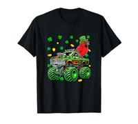 Cardinal Bird On Monster Truck St. Patrick's Day Shamrocks T-Shirt