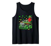 Cardinal Bird On Monster Truck St. Patrick's Day Shamrocks Tank Top