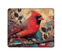 Cardinal Bird Spring Mouse Pad, Vibrant Red Feathered Design Stitched Edge Mousepad, Rubber Non-Slip Washable Gaming Mouse Pad for Home and Office Computer, Laptop Square 8x10 Inch