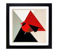 Cardinal Bird Suprematism No.2 Framed Print | 18x18 Inch Black Framed Wall Art | Ready to Hang | Modern Historical Picture | Living Room Bedroom Lounge Office