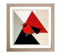 Cardinal Bird Suprematism No.2 Framed Print | 18x18 Inch Oak Framed Wall Art | Ready to Hang | Modern Historical Picture | Living Room Bedroom Lounge Office