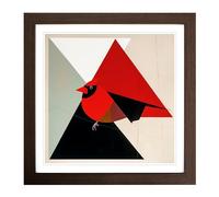 Cardinal Bird Suprematism No.2 Framed Print | 18x18 Inch Walnut Framed Wall Art | Ready to Hang | Modern Historical Picture | Living Room Bedroom Lounge Office