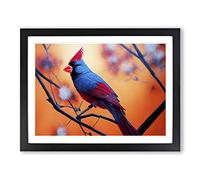 Cardinal Bird Vol.10 Framed Print | A3 Black Framed Wall Art | Ready to Hang | Modern Nature Picture | Living Room Bedroom Lounge Office