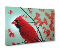 Cardinal Bird Vol.13 Canvas Print | Gallery Wrapped 30mm Frame Wall Art | 30x20 inches | Ready to Hang | Contemporary Animals Picture | Living Room Bedroom Lounge Office