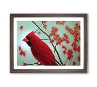 Cardinal Bird Vol.13 Framed Print | A4 Walnut Framed Wall Art | Ready to Hang | Modern Nature Picture | Living Room Bedroom Lounge Office