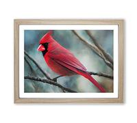 Cardinal Bird Vol.5 Framed Print | A2 Oak Framed Wall Art | Ready to Hang | Modern Nature Picture | Living Room Bedroom Lounge Office