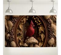 Cardinal Bird Wall Backdrop, Rustic Vintage Nature Photography Background, Perfect for Indoor/Outdoor Events, Fall Seasonal Decorations 71x43 Inch