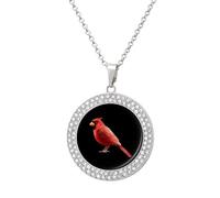 Cardinal Bird Women's Custom Pendant Necklace Round Diamond Necklaces Jewelry Gifts for Men Birthday