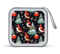 Cardinal Birds Christmas Day Funny CD Case 40 Capacity DVD Holder Portable Storage Disc Binder Wallet for Car Home Travel