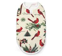 Cardinal Birds Christmas Holly Dog And Cat Clothes Pet Summer Sleeveless T Shirt Basic Vest L
