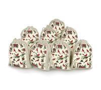 Cardinal Birds Christmas Holly Reusable Drawstring Bags 8 Pcs Jewellery Favour Pouch Christmas Halloween Candy